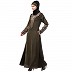 A-line abaya with Resham embroidery work- Olive Green